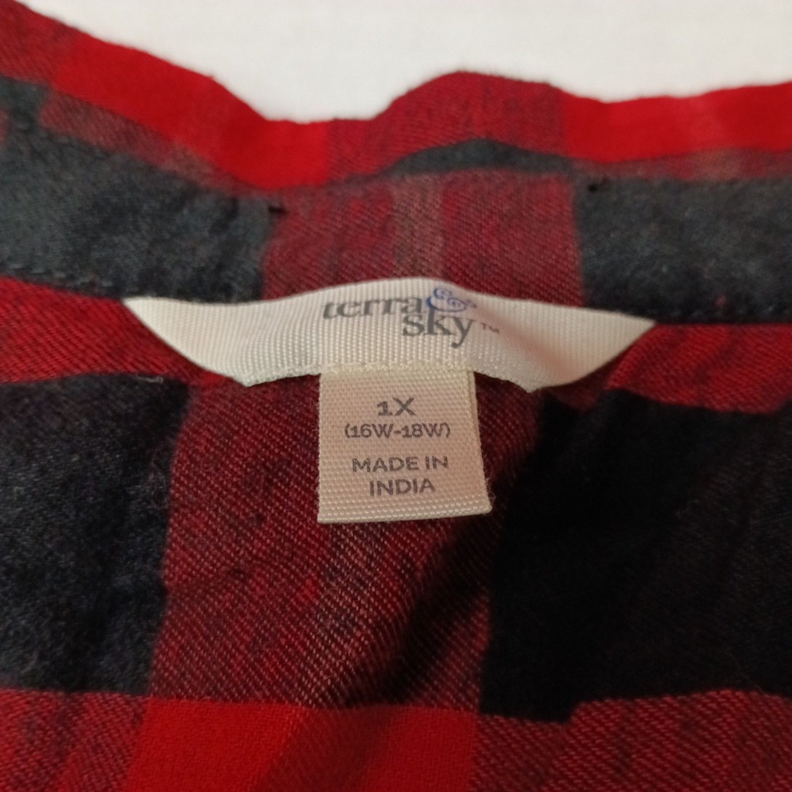 Other Terra & Sky Shirt Women's 1X (16W-18W) Red Black Plaid Size XL / US 12-14 / IT 48-50 - 4 Thumbnail