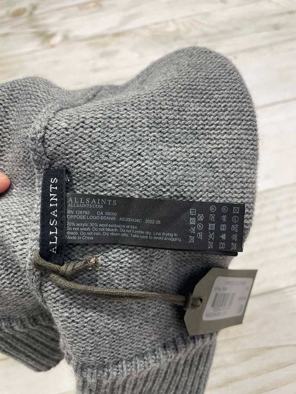Allsaints New Allsaints Oppose Logo Beanie Wool Grey Marl Men Size ONE SIZE - 2 Thumbnail