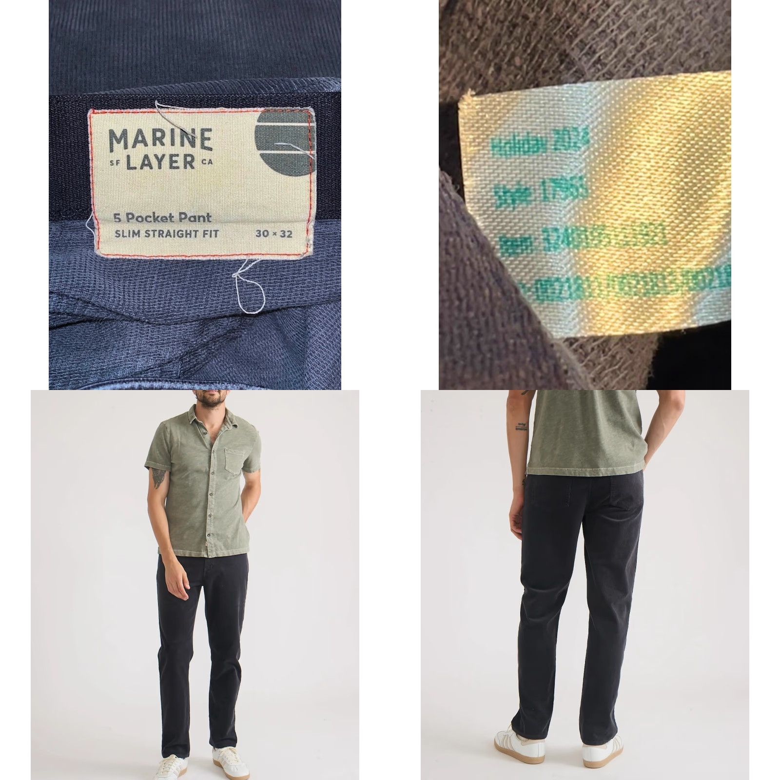 Marine Layer Marine Layer Slim Straight Terry Cord 5 Pocket Pant Washed Black 30x32 Mens Vintage No Size US 30 / EU 46 - 8 Thumbnail