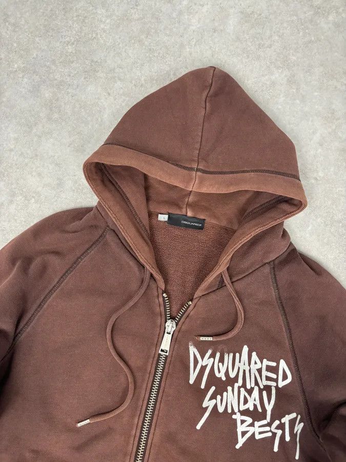 Dsquared2 2000s Dsquared2 Brown Cotton Graffiti Logo Zip Hoodie Size US L / EU 52-54 / 3 - 4 Thumbnail