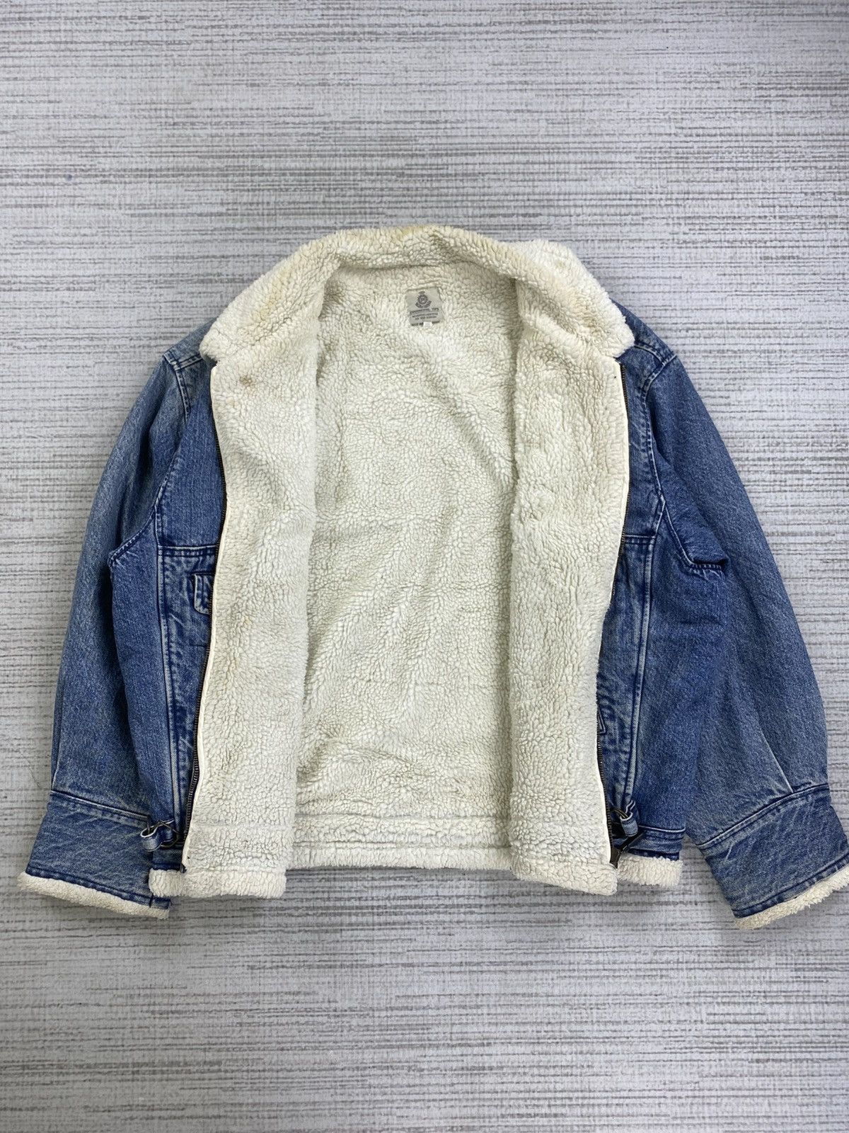 Japanese Brand × Vintage Vtg 90s Blue Way Company Lined Sherpa Bomber Denim Jacket Size US XL / EU 56 / 4 - 8 Thumbnail
