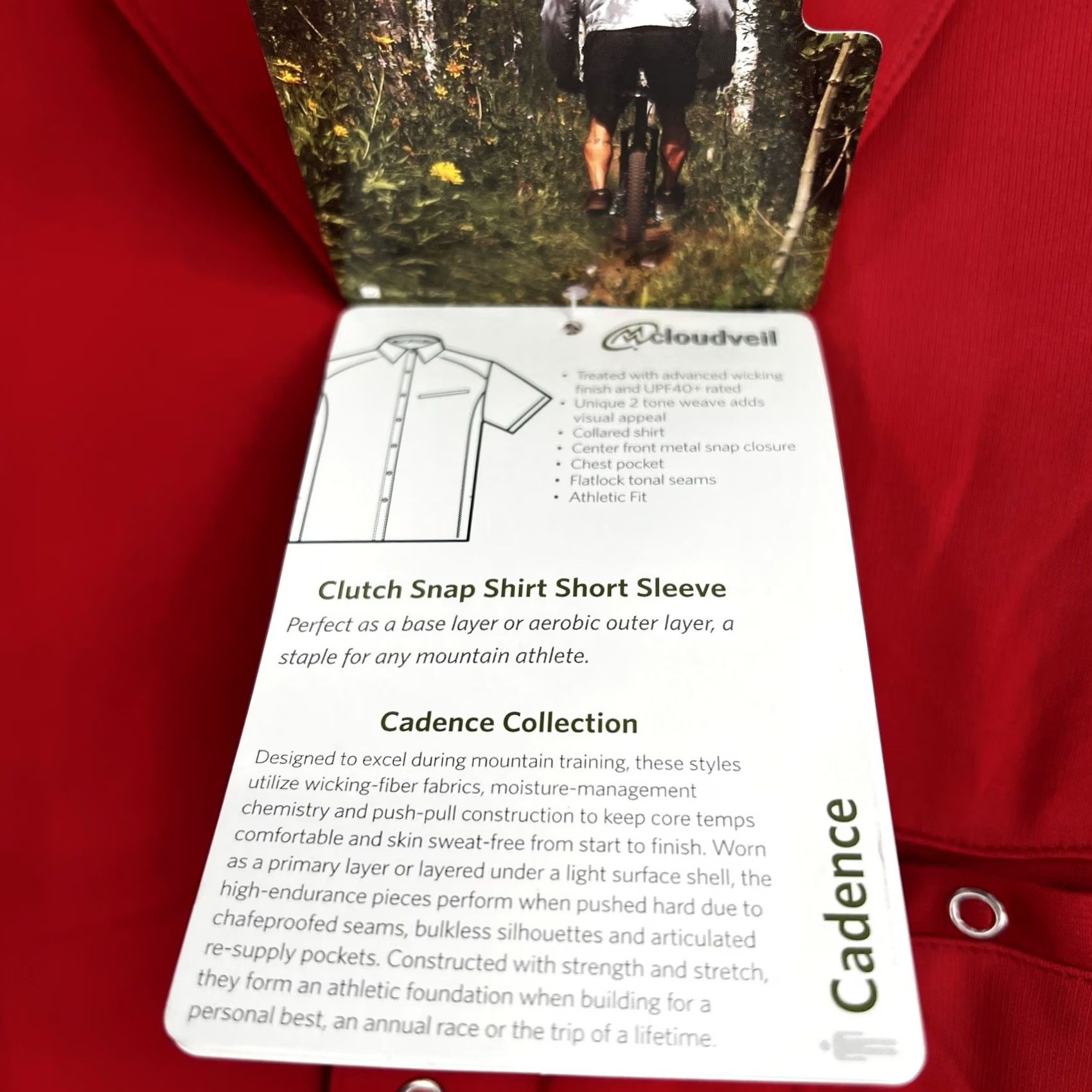 Vintage New! Cloudveil Short Sleeve Shirt XL Red Polyester Snap Front NWT Mens Regular Fit Pocket Size US XL / EU 56 / 4 - 4 Thumbnail