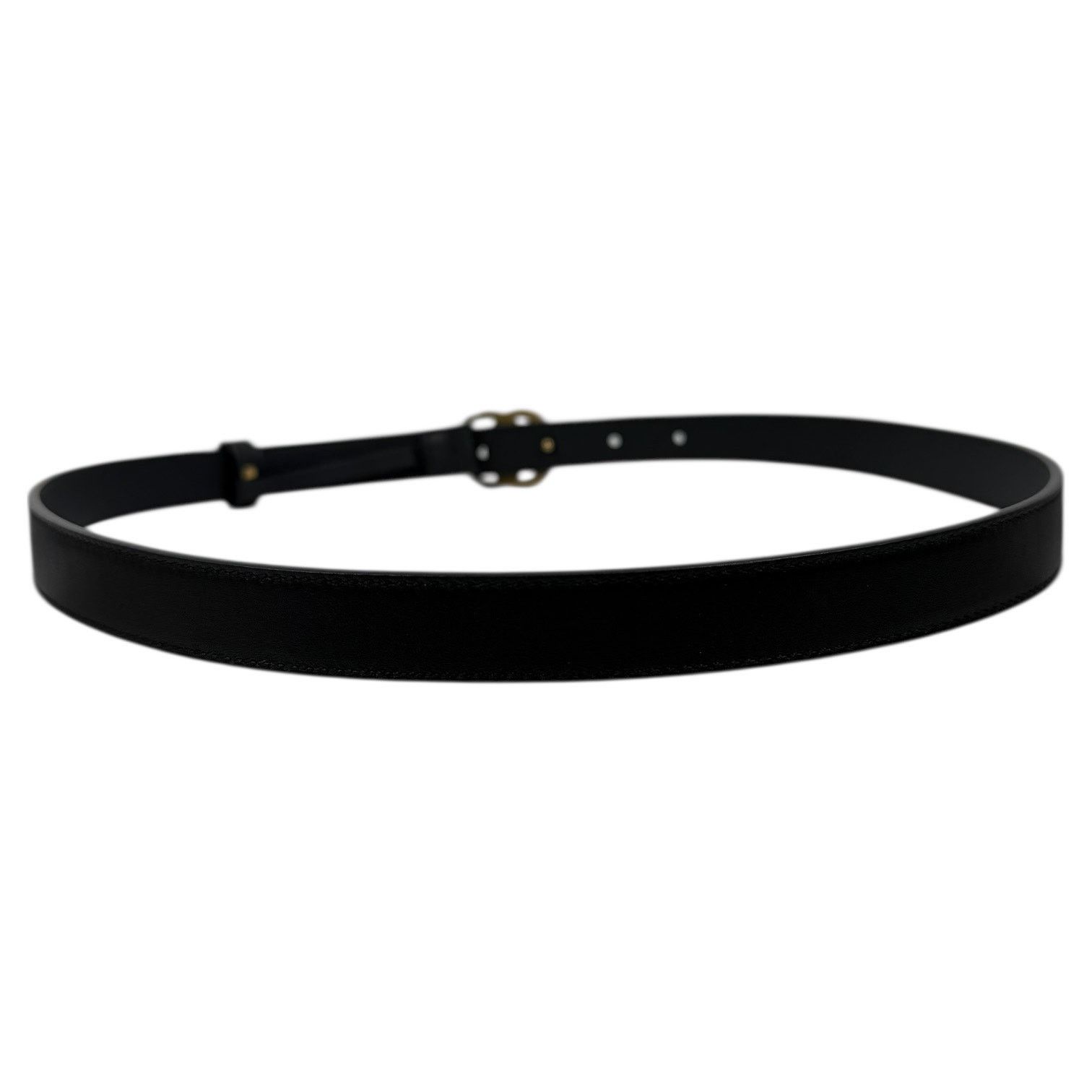 Gucci GG Logo Buckle Marmont Thin Belt Black Smooth Leather Size 80cm/32\