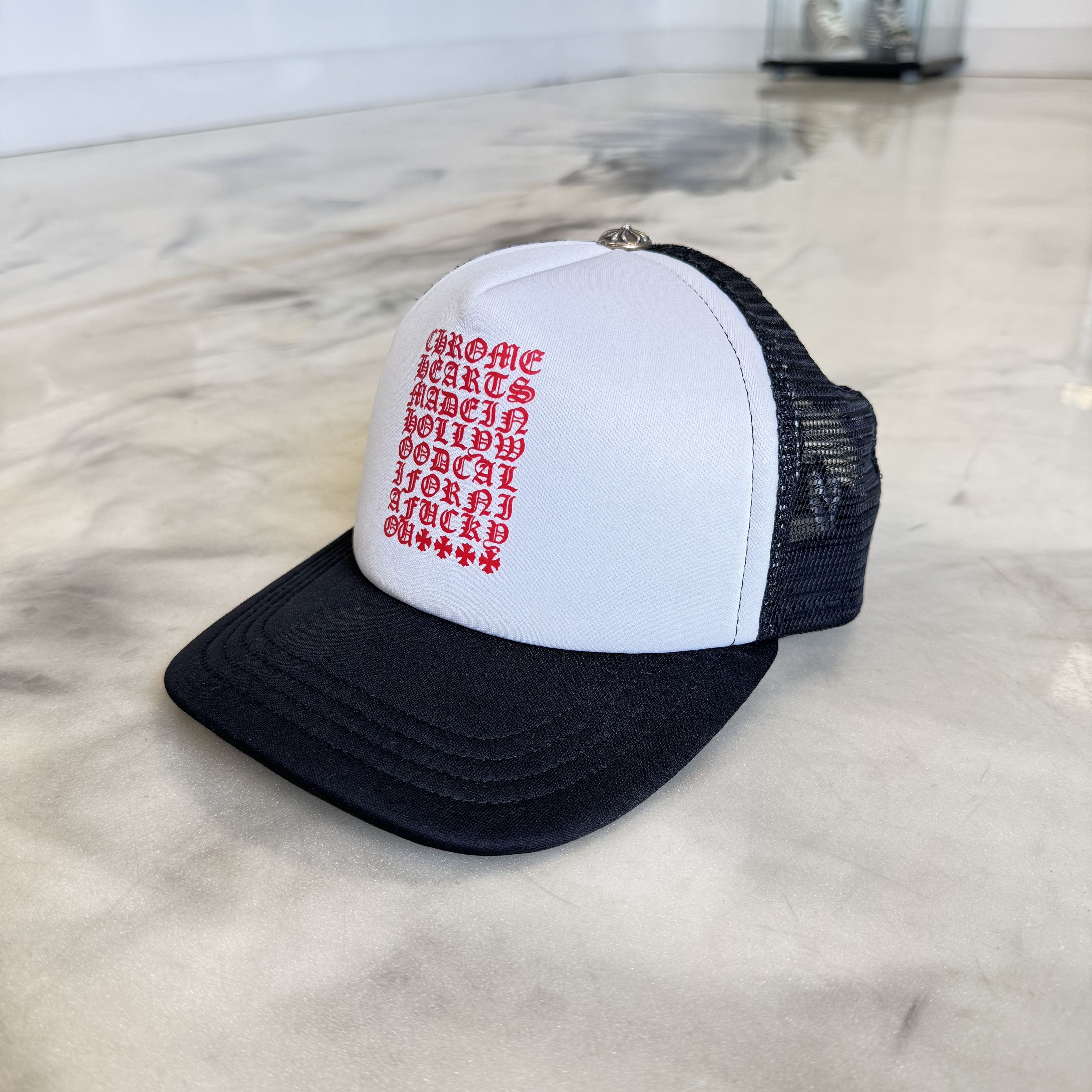 CHROME HEARTS EYECHART TRUCKER HAT