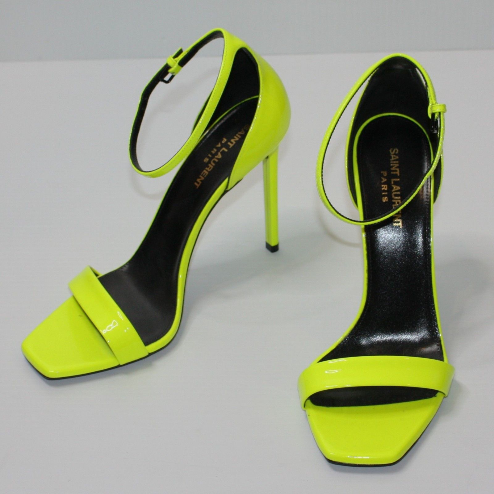 Saint Laurent Paris Amber Ankle-Strap Sandals in Neon Leather US 10 / EU 40 NEW Size US 10 / IT 40 - 4 Thumbnail
