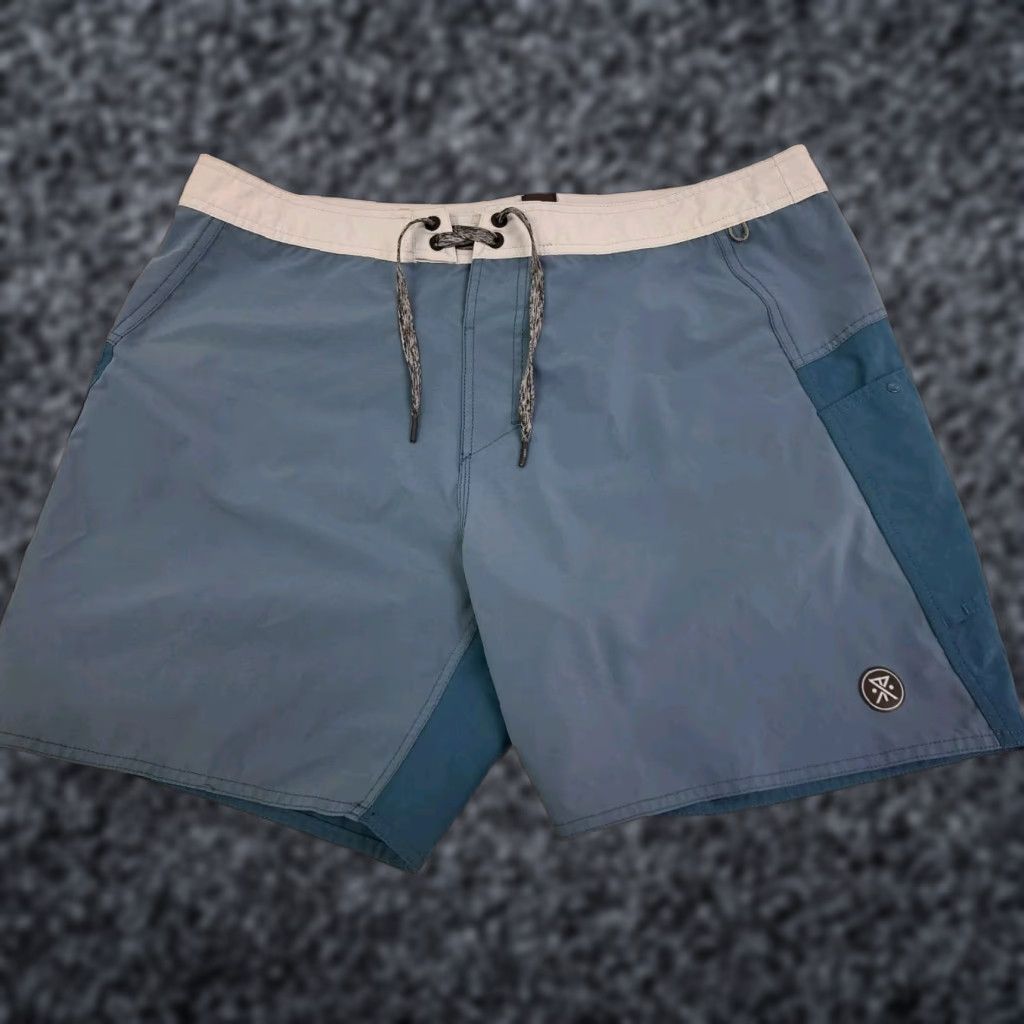Roark Roark The Boatman Cordura Fabric Nylon Shorts Mens 38 Blue Board Shorts Surfer Water-Repellent Breathable Back Pocket Zip Side Pocket Size US 38 / EU 54 - 1 Thumbnail