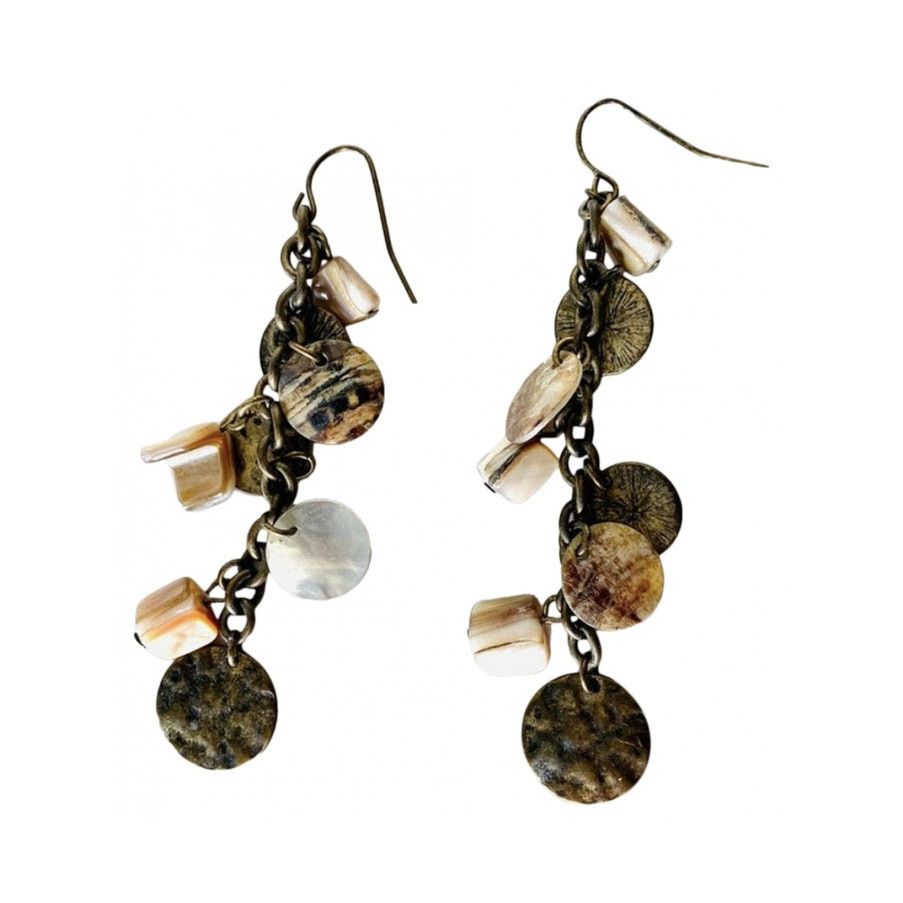 Nordstrom Vintage Brass Circle Square Drop Earrings Jewelry in Gold, Women's