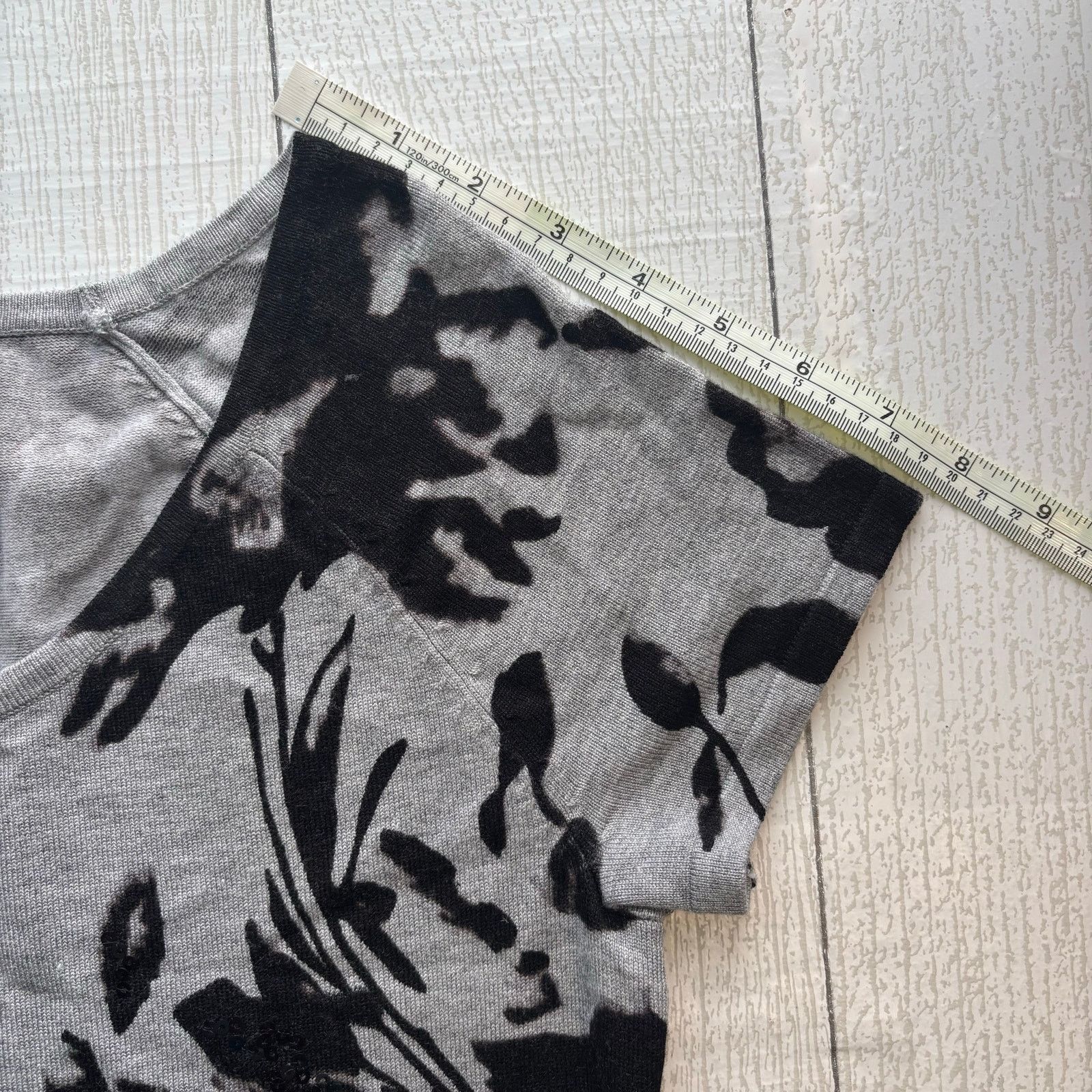 Other Premise Studio Gray Black Floral Knit Top Scoop Neck Large Size L / US 10 / IT 46 - 6 Thumbnail