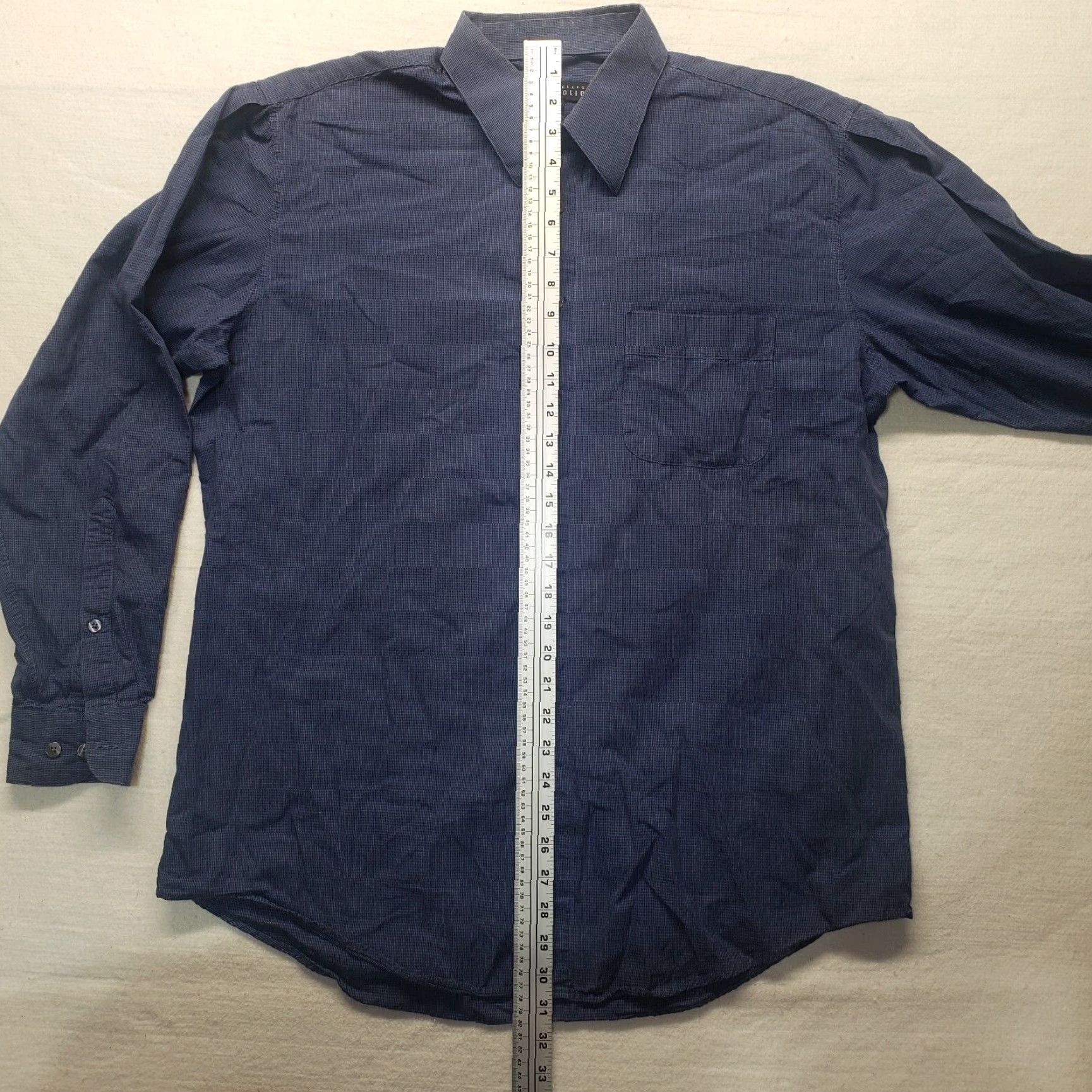 Perry Ellis Perry Ellis Blue Long Sleeve Button Up Shirt Adult Men Size 16 Color Blue 100% Cotton Button-Up Shirt Mens Regular Long Sleeve Check Size US L / EU 52-54 / 3 - 5 Thumbnail