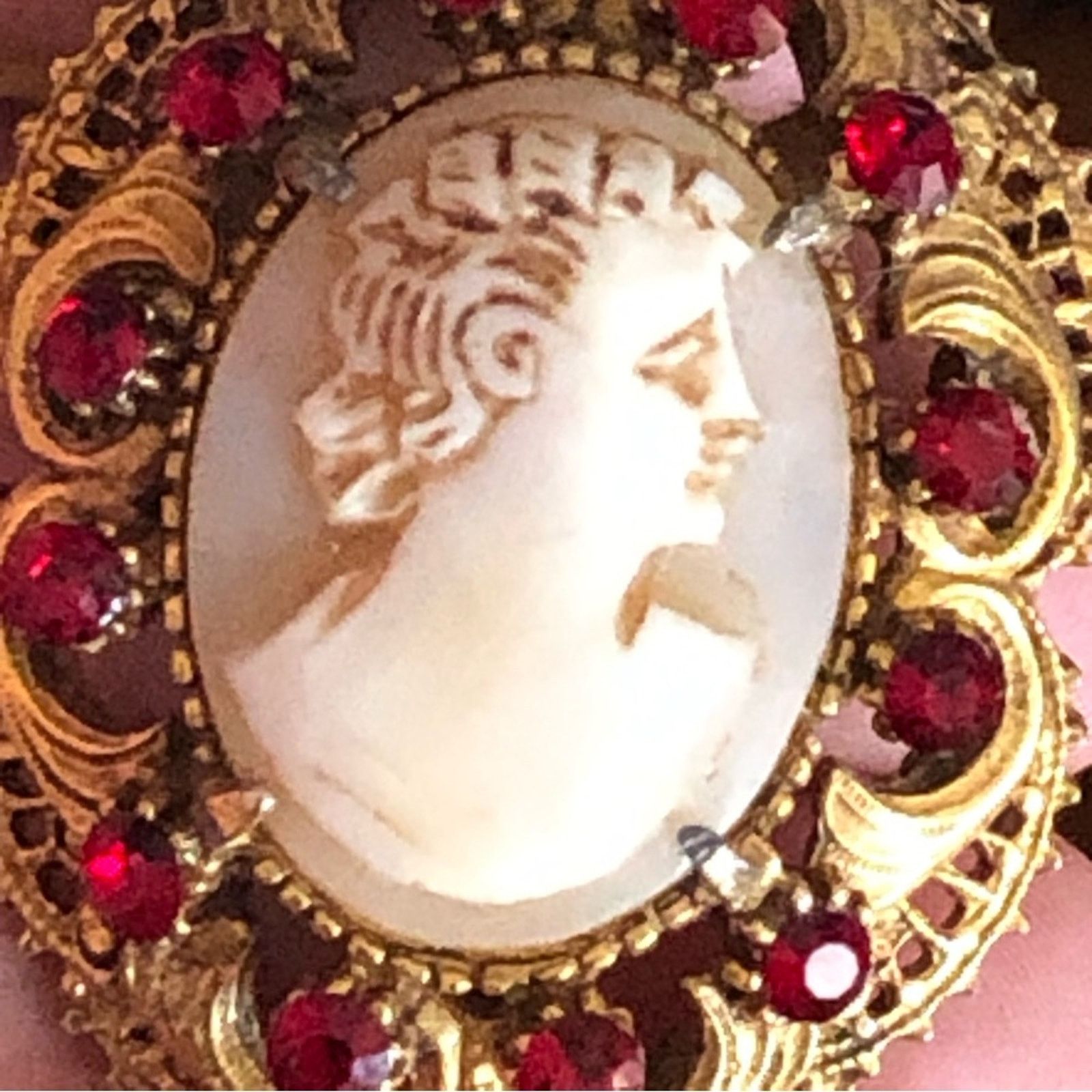 Vintage Vintage Florenza hand carved shell cameo brooch pendant Size ONE SIZE - 7 Thumbnail