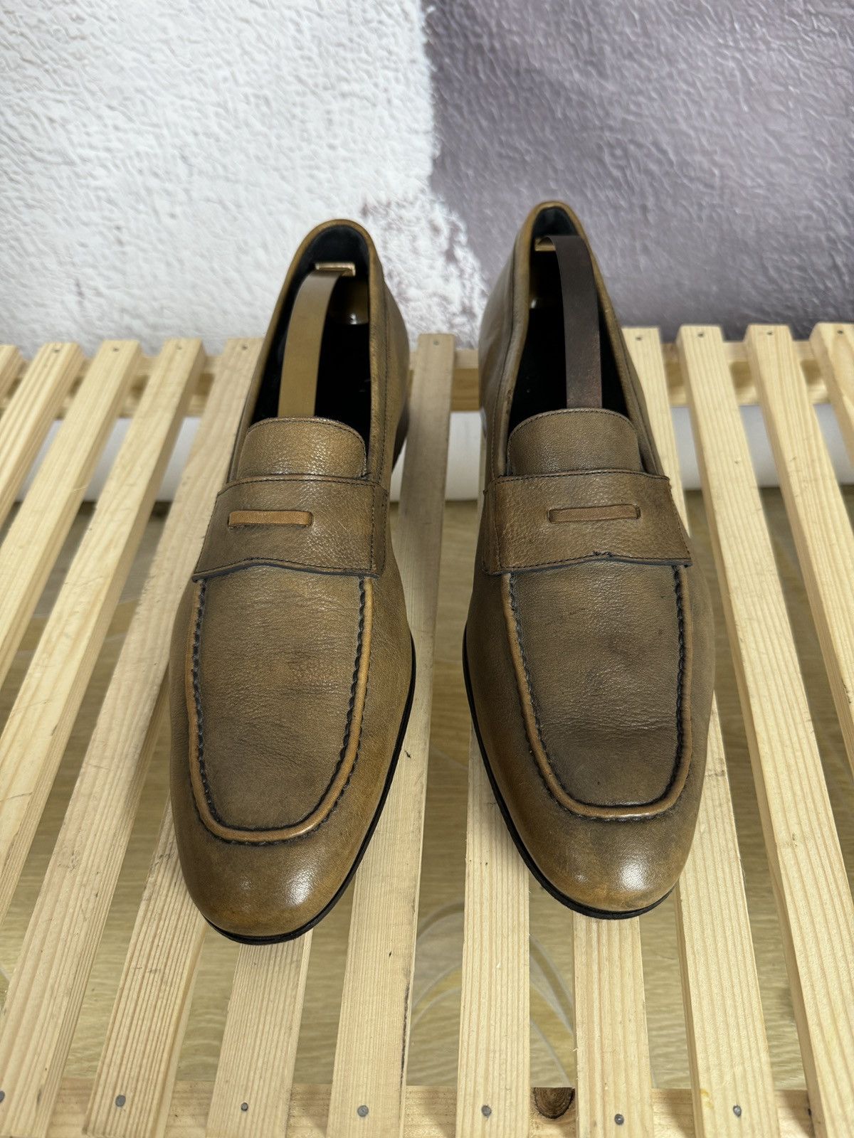 Genuine Leather Heschung light brown classic casual leather loafers Size US 9 / EU 42 - 6 Thumbnail