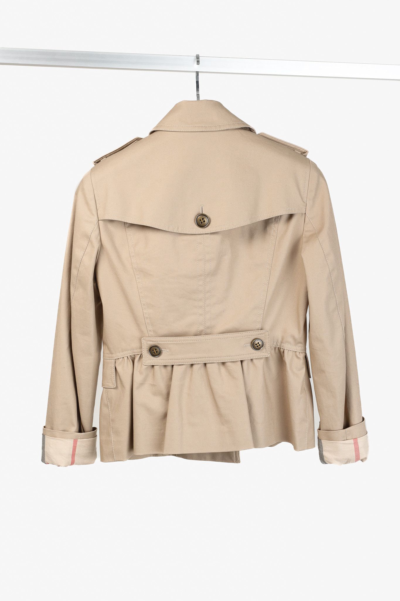Burberry Burberry Brookleigh Tan Moto-Style Trench with Peplum Back Size S / US 4 / IT 40 - 2 Thumbnail