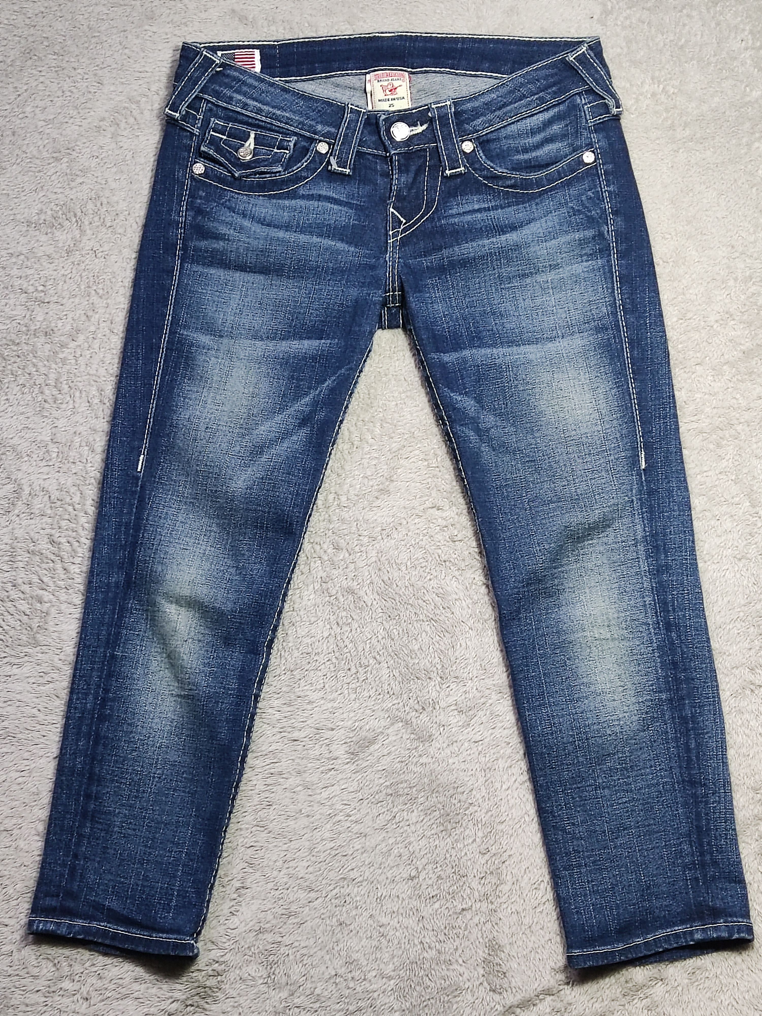 True Religion Y2K True Religion Lily Low Rise 3/4 Jeans Crystal Button Size 29" - 1 Thumbnail