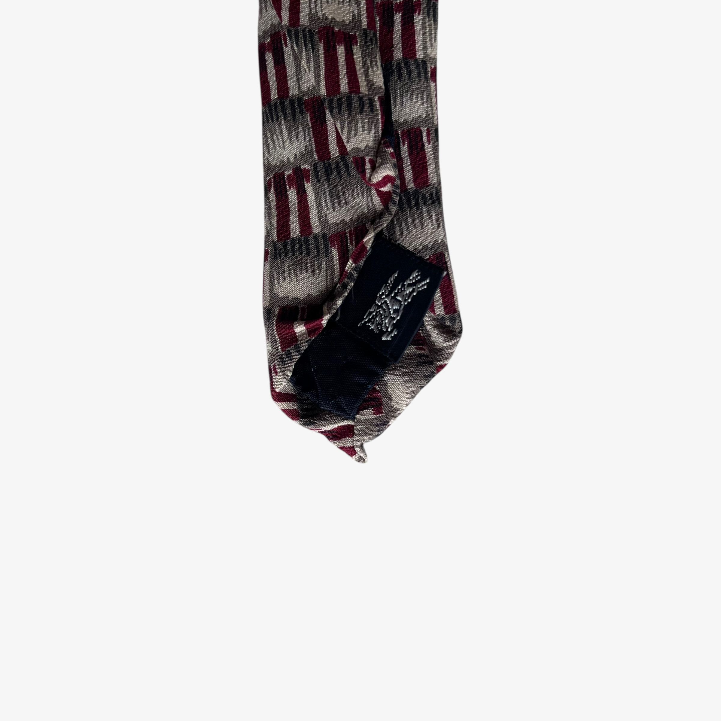 Burberry Vintage 80s Burberry Abstract Geometric Striped Silk Tie Size ONE SIZE - 4 Thumbnail