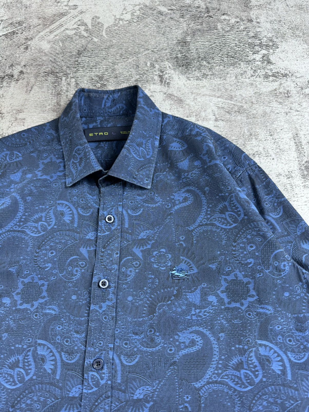 Etro Vintage Etro Milano Full Monogram Tie Dye Streetwear Shirt Size US L / EU 52-54 / 3 - 8 Thumbnail