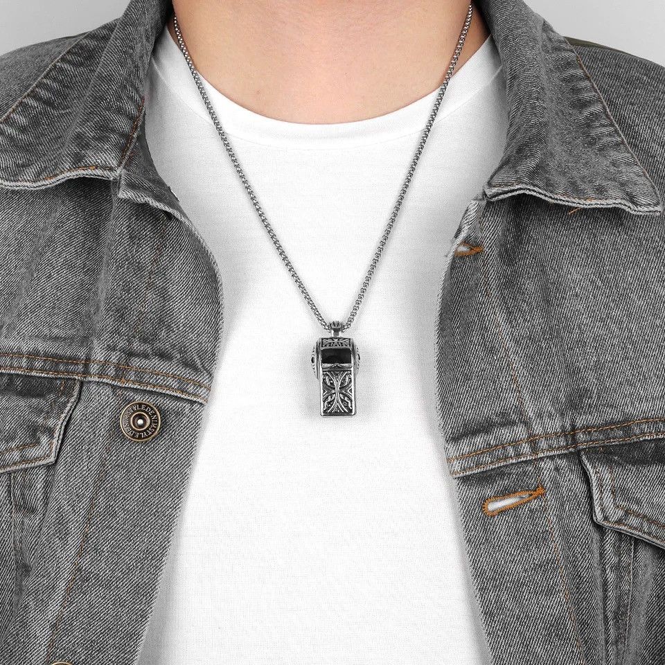 Jewelry × Vintage Whistle Vintage Long Men Necklaces Pendants Chain Punk Size ONE SIZE - 4 Thumbnail