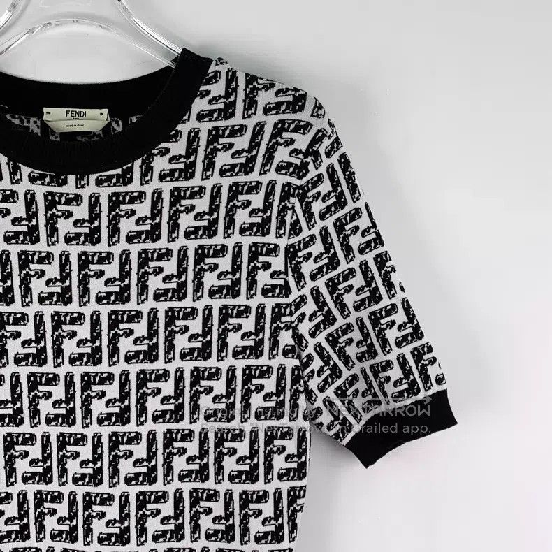 Fendi Fendi Black and White Color-Blocked Double F Full Print Co Size XXS / US 00 / IT 34 - 3 Thumbnail