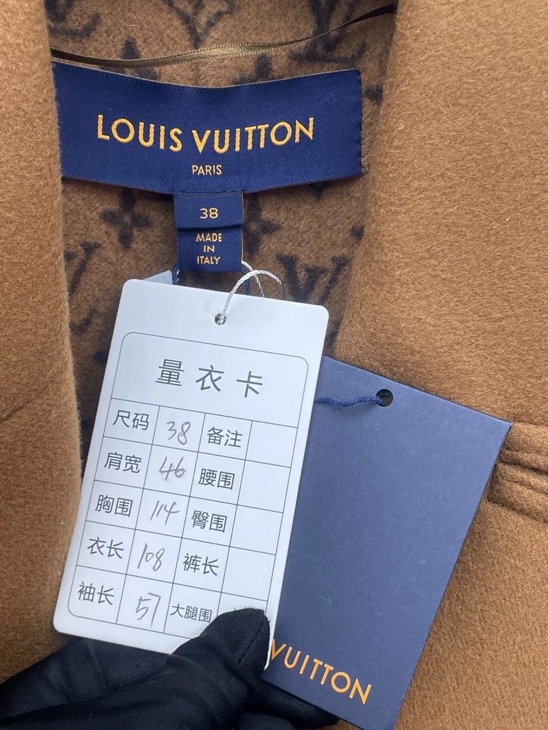 Louis Vuitton Louis Vuitton Brown wool coat with full print of presbyopi Size XS / US 0-2 / IT 36-38 - 6 Thumbnail