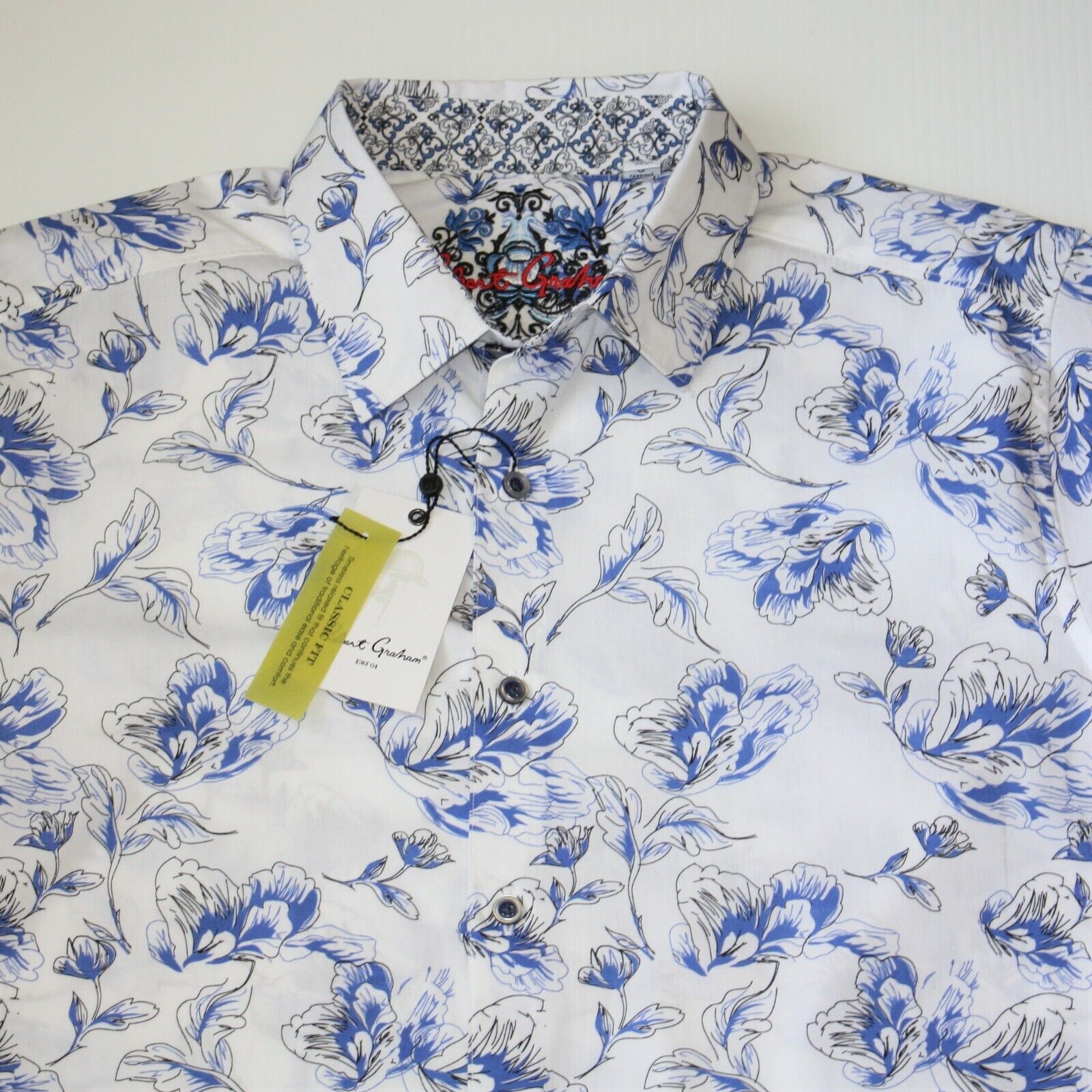 Robert Graham Spencerville Floral Short Sleeve Shirt NWT size L MSRP $178 Size US L / EU 52-54 / 3 - 2 Thumbnail