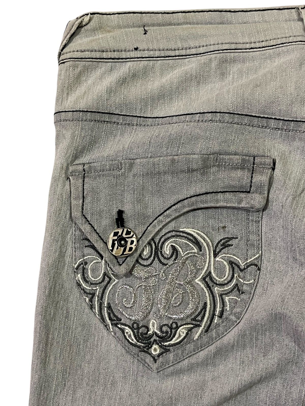 Fubu FLARED💥 FUBU Ice Washed Embellished Low Rise Flare Denim Size 28" / US 6 / IT 42 - 15 Thumbnail
