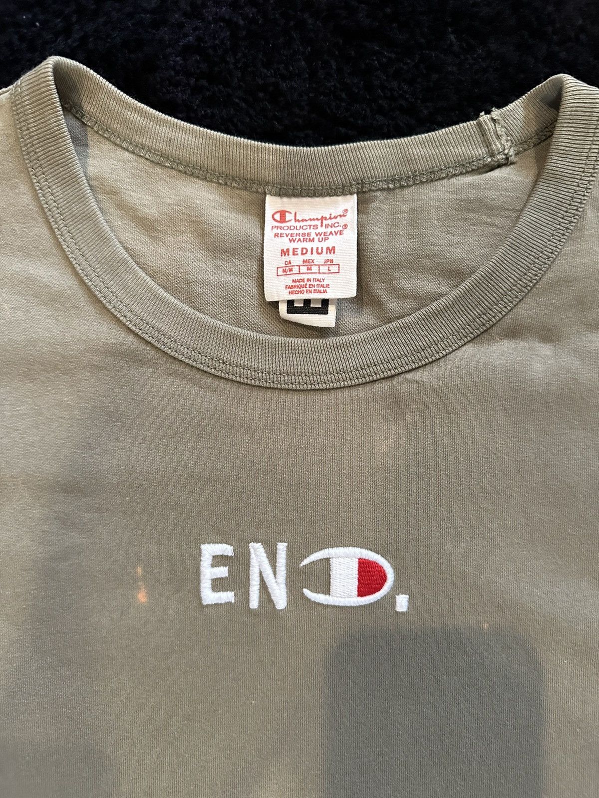 Champion × END. END x Champion Reverse Weave Logo Tee Olive Size US M / EU 48-50 / 2 - 3 Thumbnail