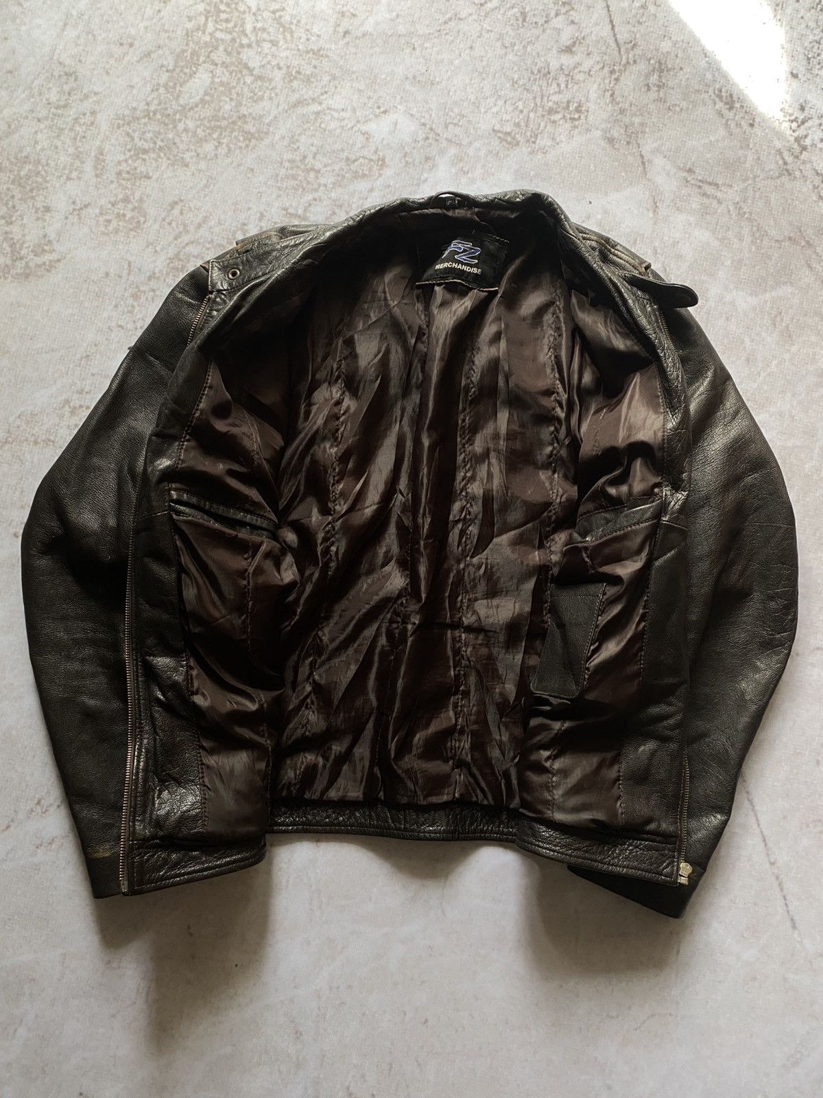 Genuine Leather × Vintage Vintage 90s BIKER MOTO Black FADED Leather Jacket Y2k Hype Size US XL / EU 56 / 4 - 7 Thumbnail