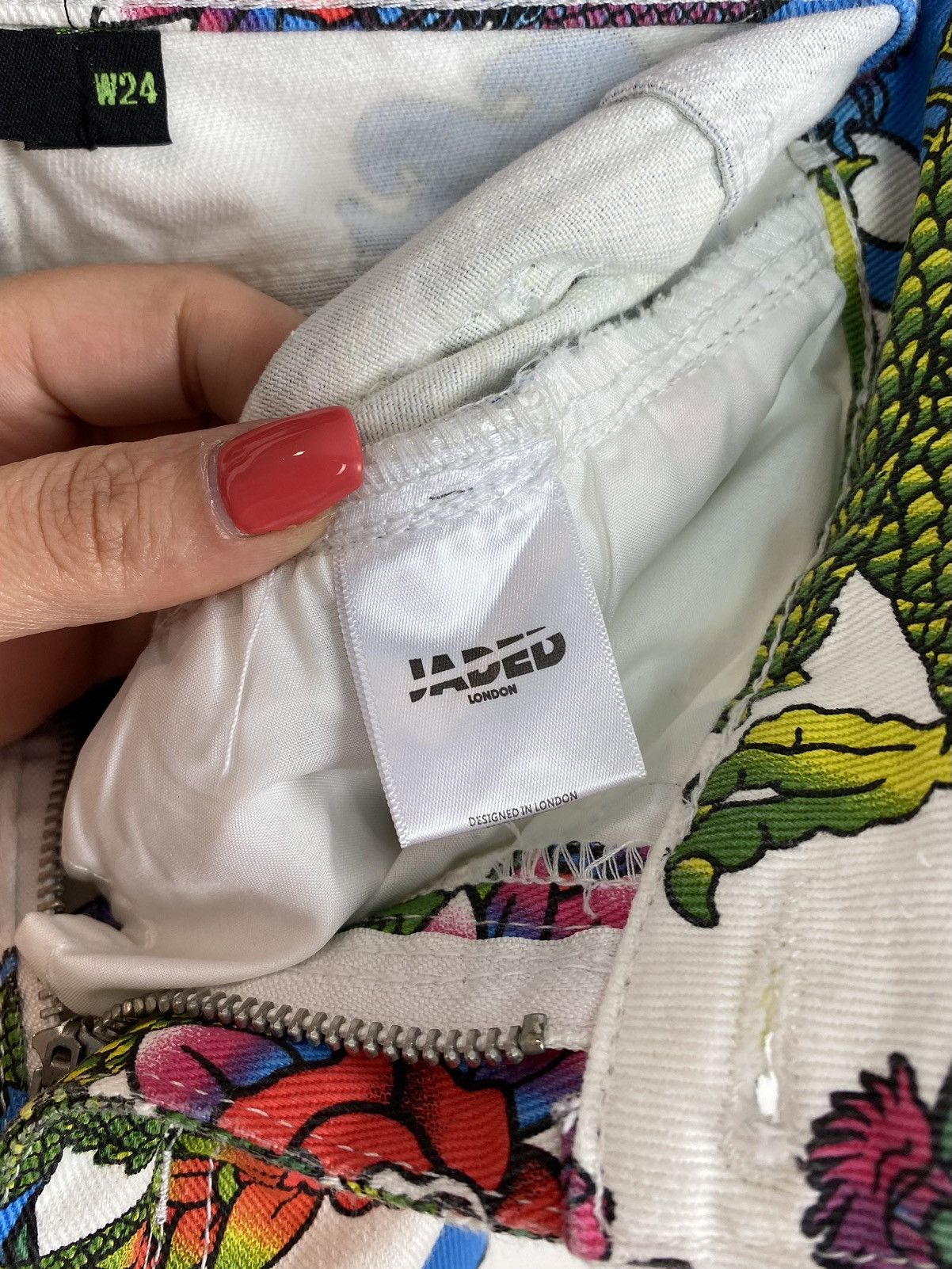 Other Jaded London Cropped Oversized Denim Jacket In Dragon Print Size S / US 4 / IT 40 - 14 Thumbnail
