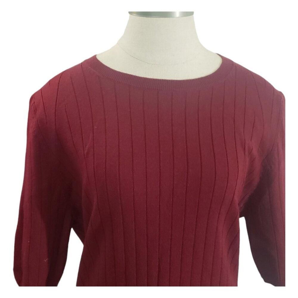 Banana Republic CT 1977 BR Ladies Burgundy Ribbed Soft Wool Sweater L Size L / US 10 / IT 46 - 2 Thumbnail