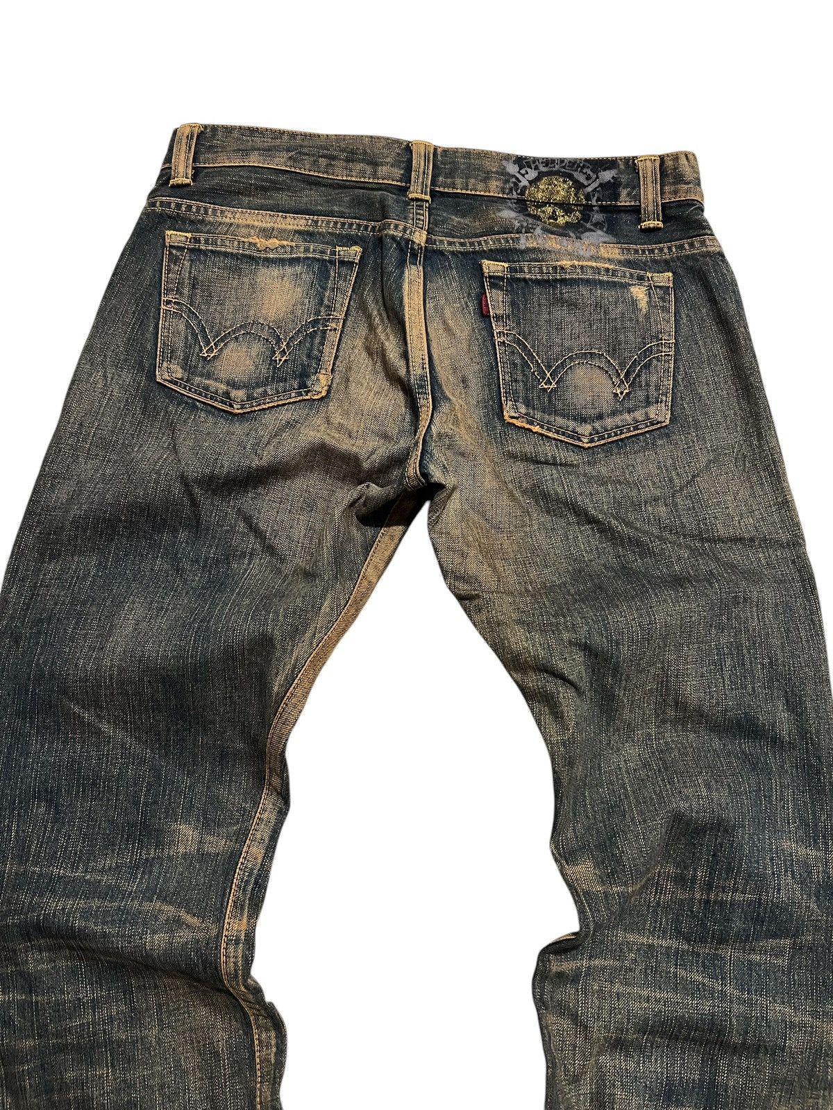 If Six Was Nine FLARE EDWIN STUDED DISTRESSSED PUNK MUDWASH DENIM Size US 32 / EU 48 - 7 Thumbnail
