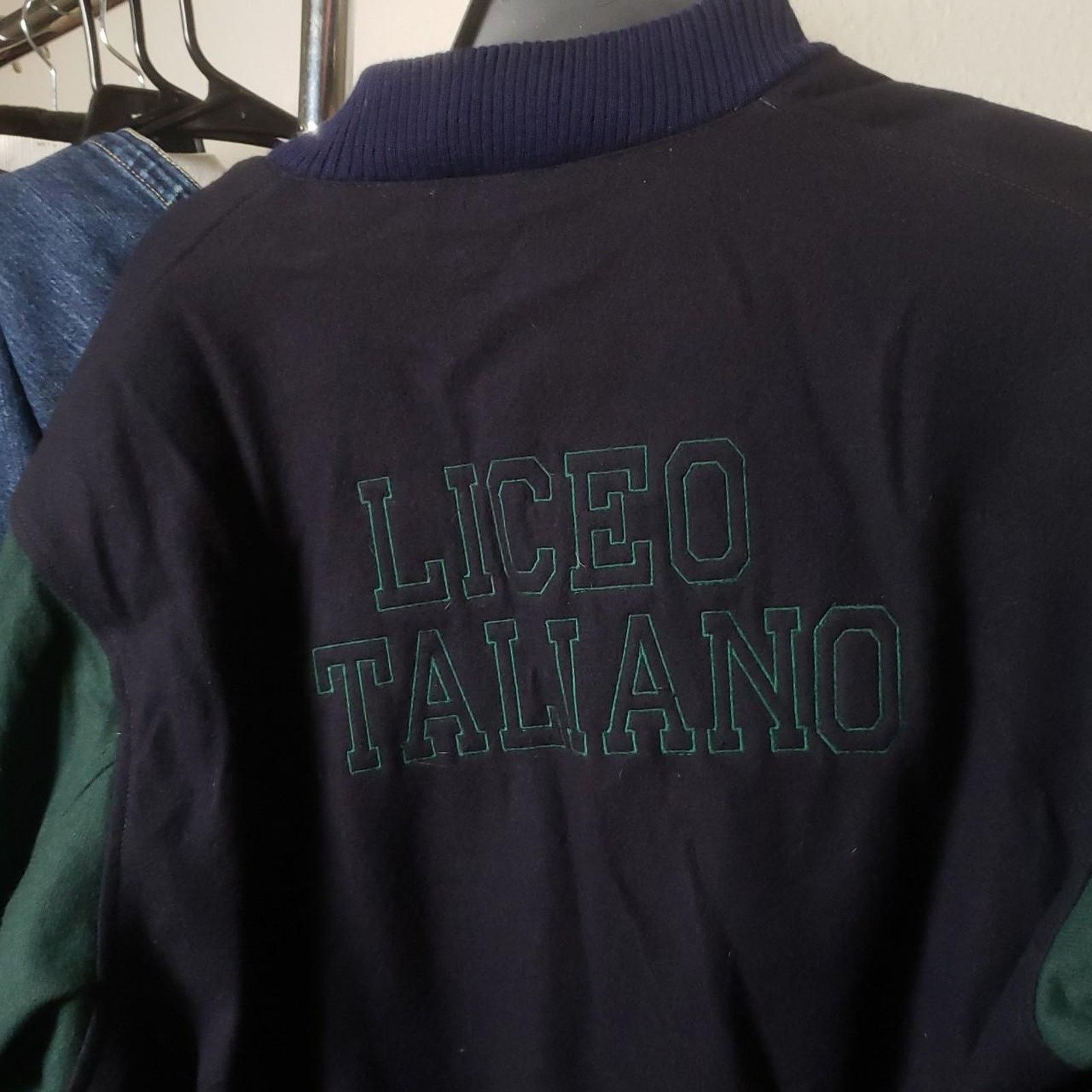 Vintage Vintage 90s Velour Varsity Jacket Liceo Italiano Mens Large Size US L / EU 52-54 / 3 - 4 Thumbnail