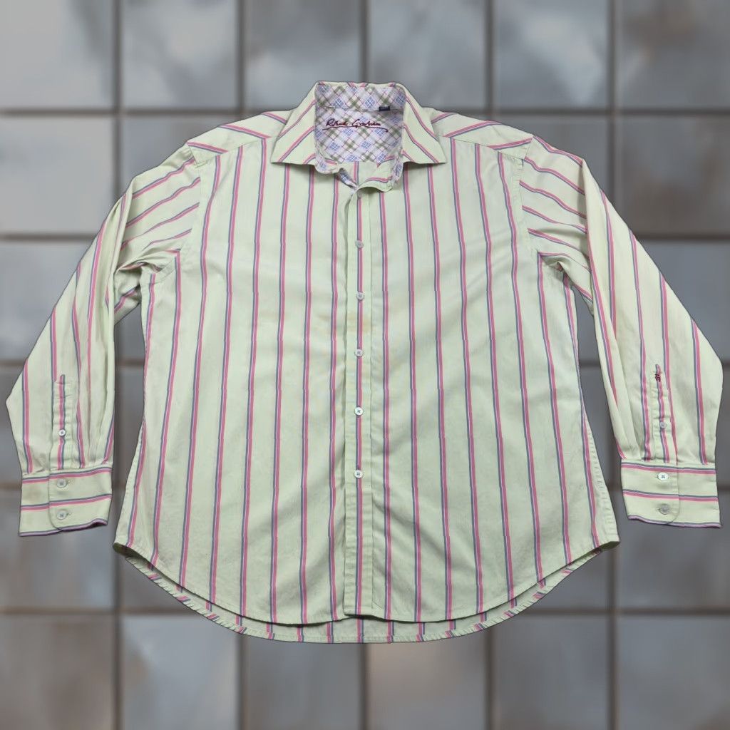 Robert Graham Robert Graham Shirt Mens 2XL Button Up Green Pink Stripe Long Sleeve Casual Shirt Size US XXL / EU 58 / 5 - 1 Thumbnail