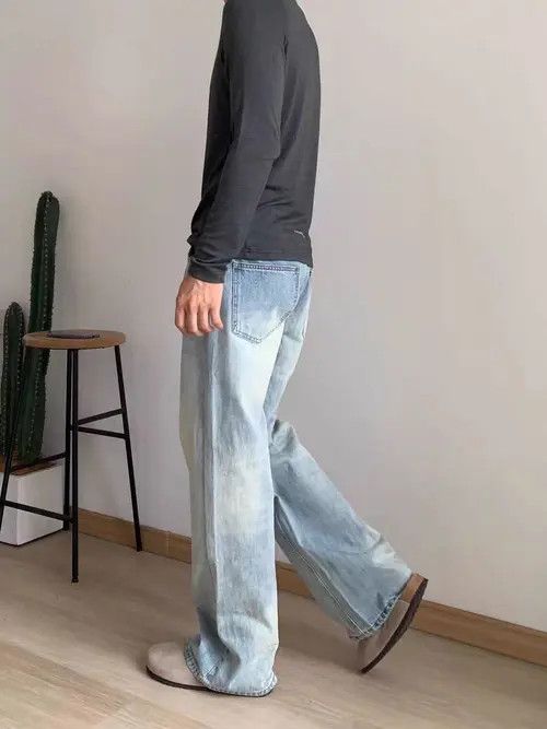 Japanese Brand Vintage Street Washed and Aged Casual Light Blue Jeans Size US 32 / EU 48 - 7 Thumbnail