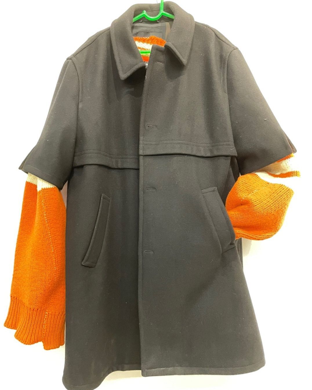 Raf Simons FW16Black Oversized shortsleeved Wool Car Coat