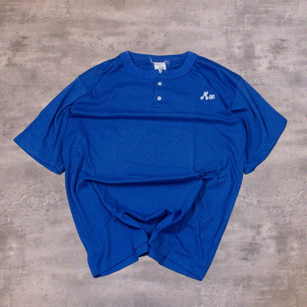 Japanese Brand Vintage 1970’s Henley True Vintage Single Stitch T-Shirt Size US L / EU 52-54 / 3 - 1 Thumbnail