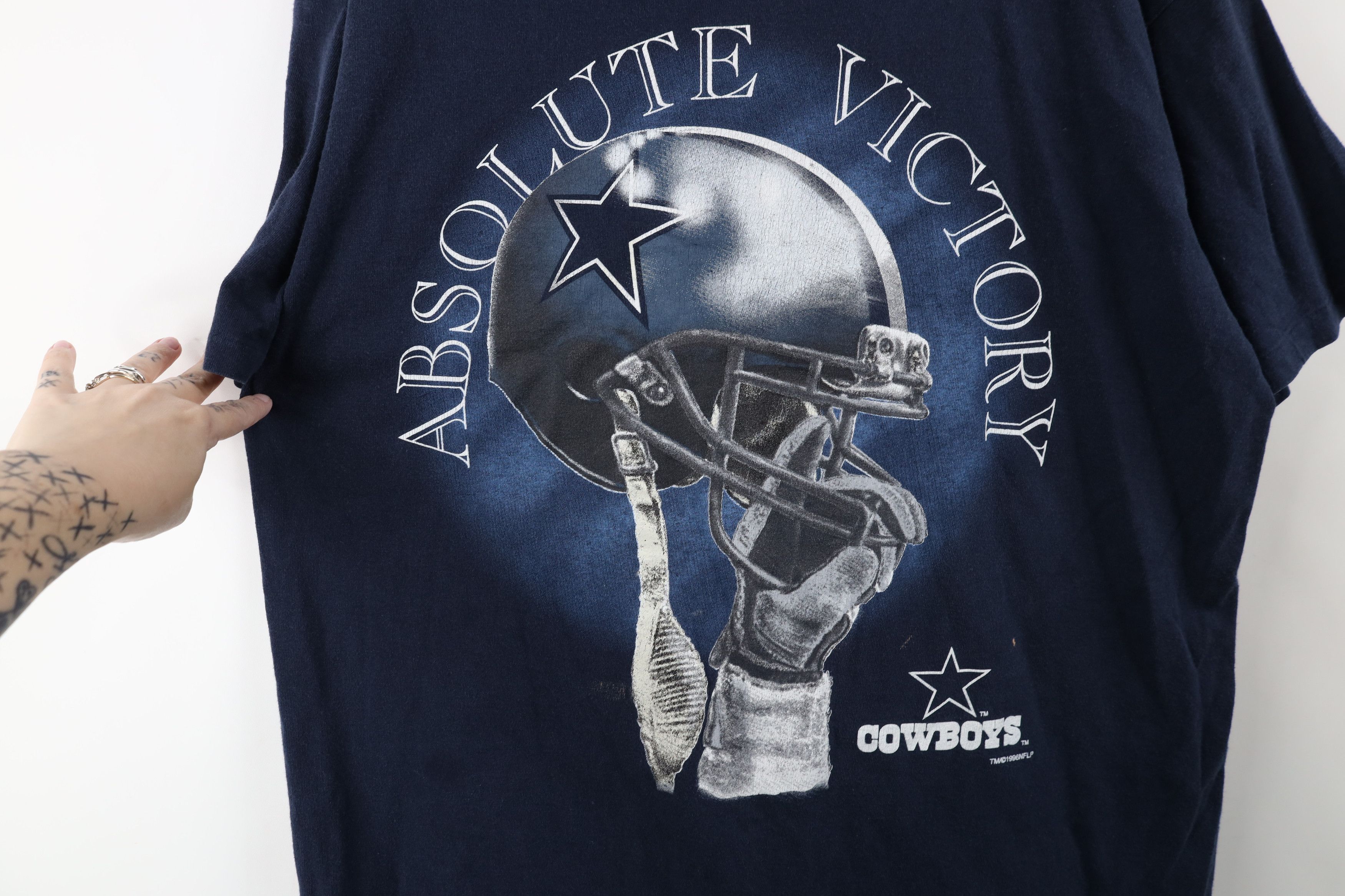 Vintage Vintage 90s Dallas Cowboys Football Helmet T-Shirt Blue USA Size US XL / EU 56 / 4 - 4 Thumbnail