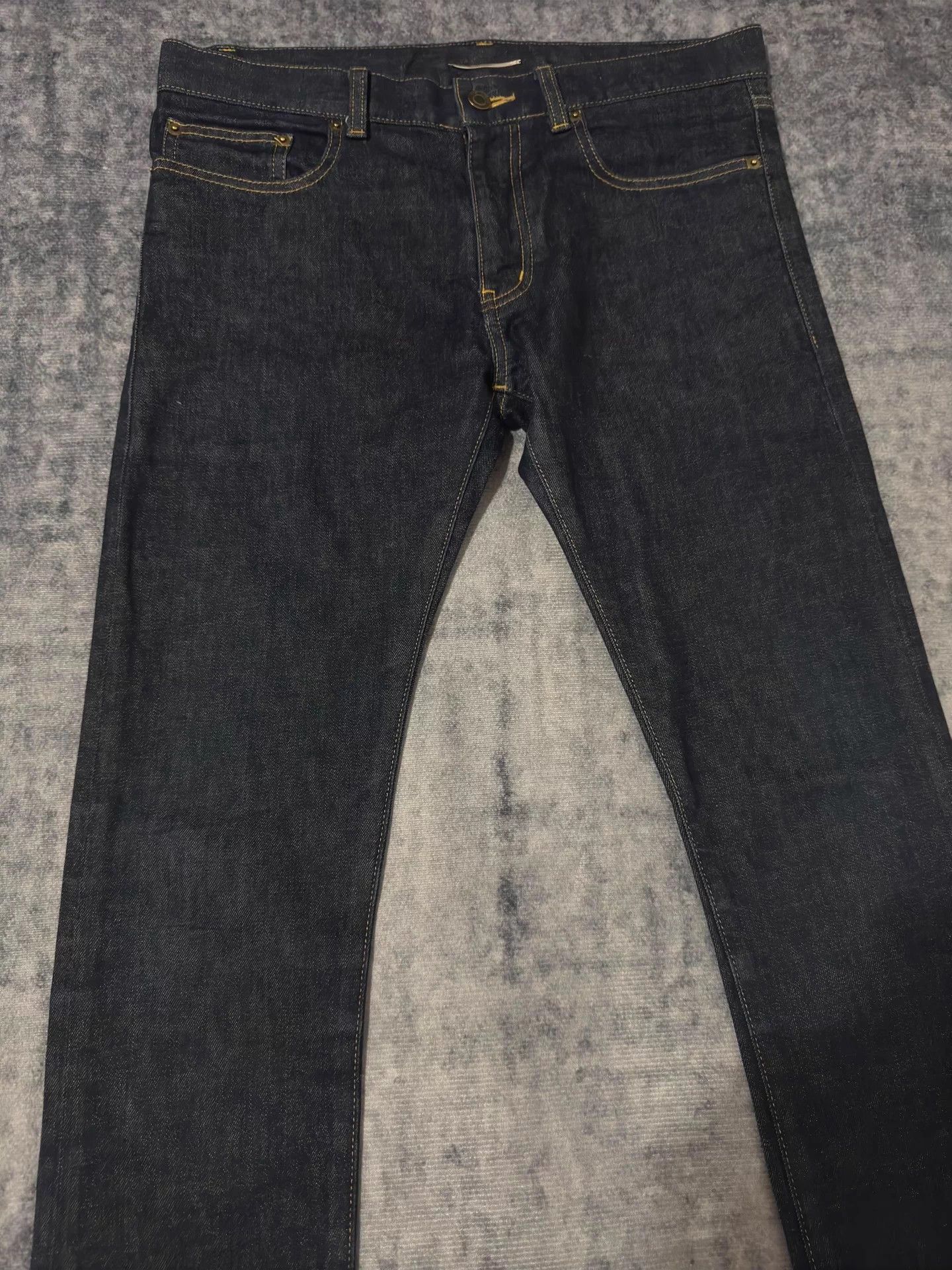 Saint Laurent Paris SLP 13FW Deep Blue Selvedge Raw Denim Jeans Size US 31 - 3 Thumbnail