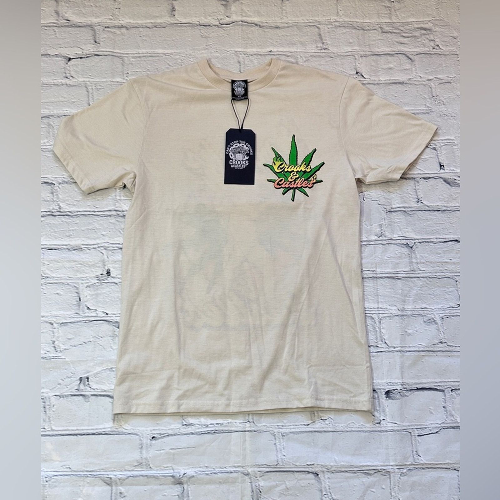 Crooks & Castles NWT Crooks & Castles Vintage Cherub 420 leaf graphic inBeige Size US S / EU 44-46 / 1 - 1 Thumbnail