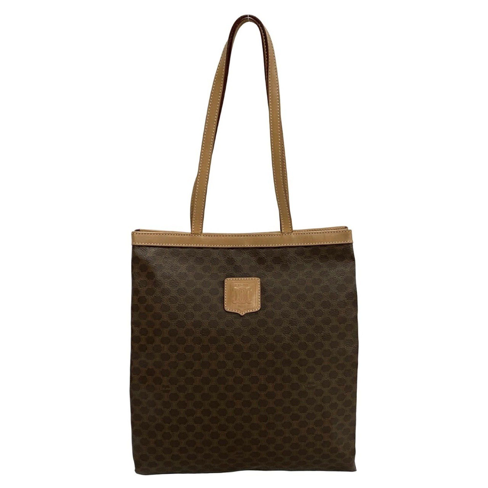Celine CELINE Macadam Blason Triomphe Leather Tote Bag, Brown/Beige, 00725 Size ONE SIZE - 1 Thumbnail
