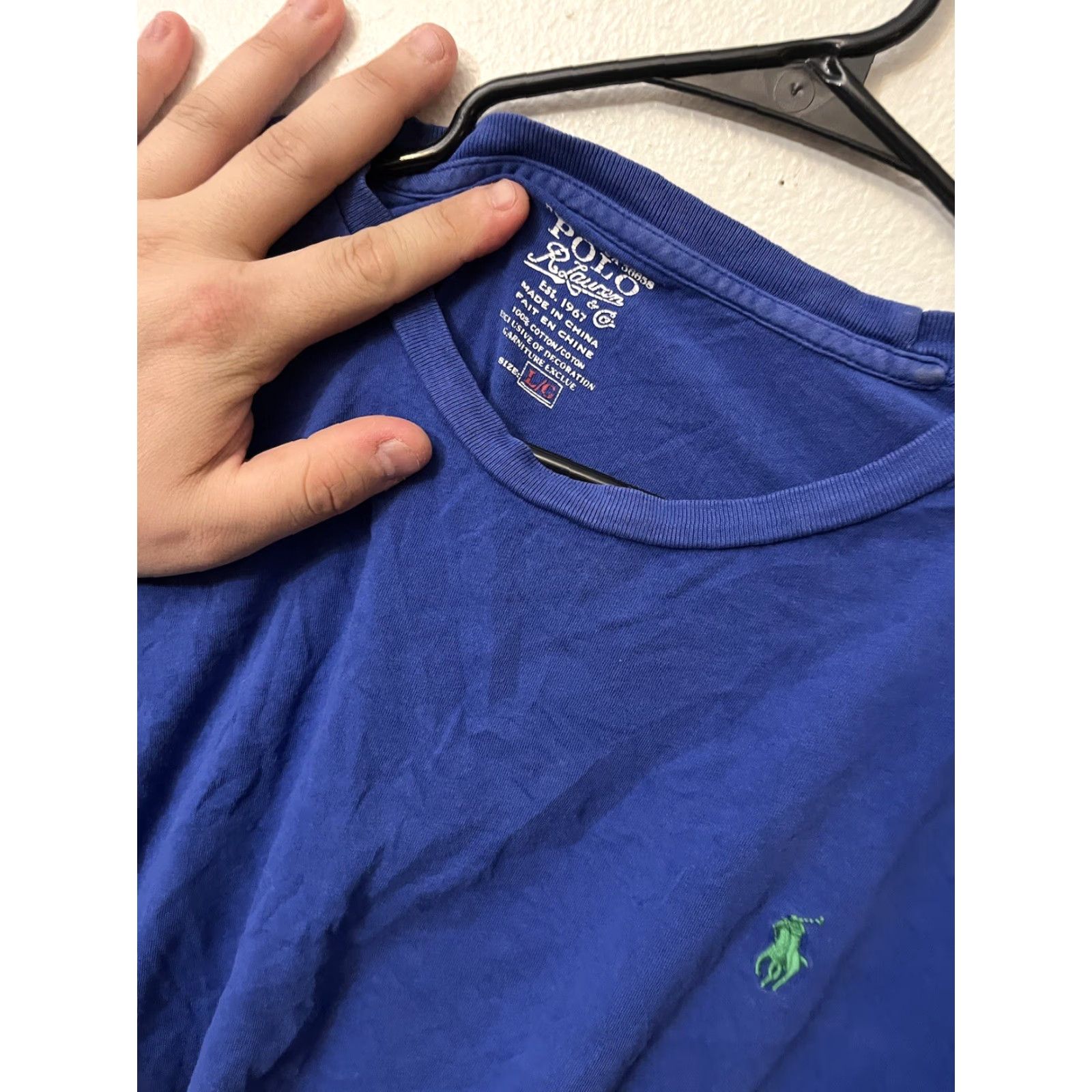 Polo Ralph Lauren VINTAGE Polo Ralph Lauren Crew Neck T-Shirt Logo Blue Adult Large Regular Fit Mens Size US L / EU 52-54 / 3 - 2 Thumbnail