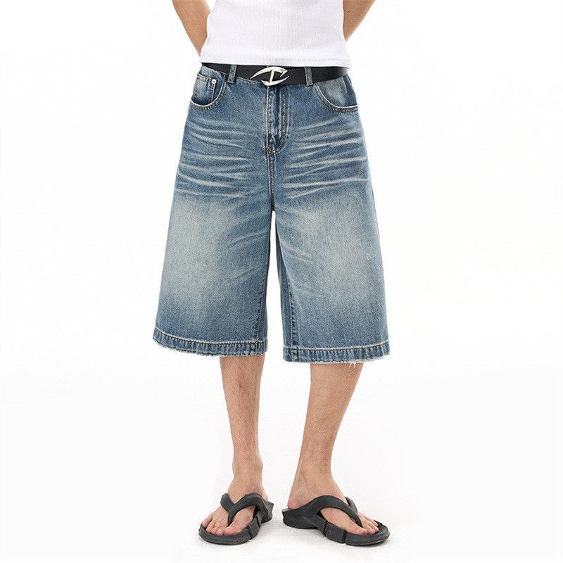 Japanese Brand Men's Retro Loose-Fit Punk Distressed Washed Casual Jeans Size US 32 / EU 48 - 2 Thumbnail