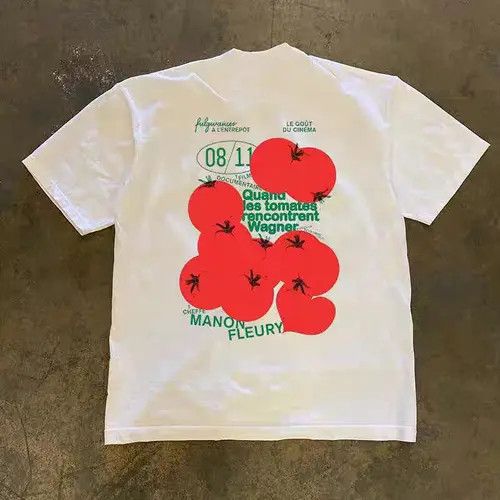 Japanese Brand White casual retro tomato print cotton t-shirt Size US M / EU 48-50 / 2 - 4 Thumbnail