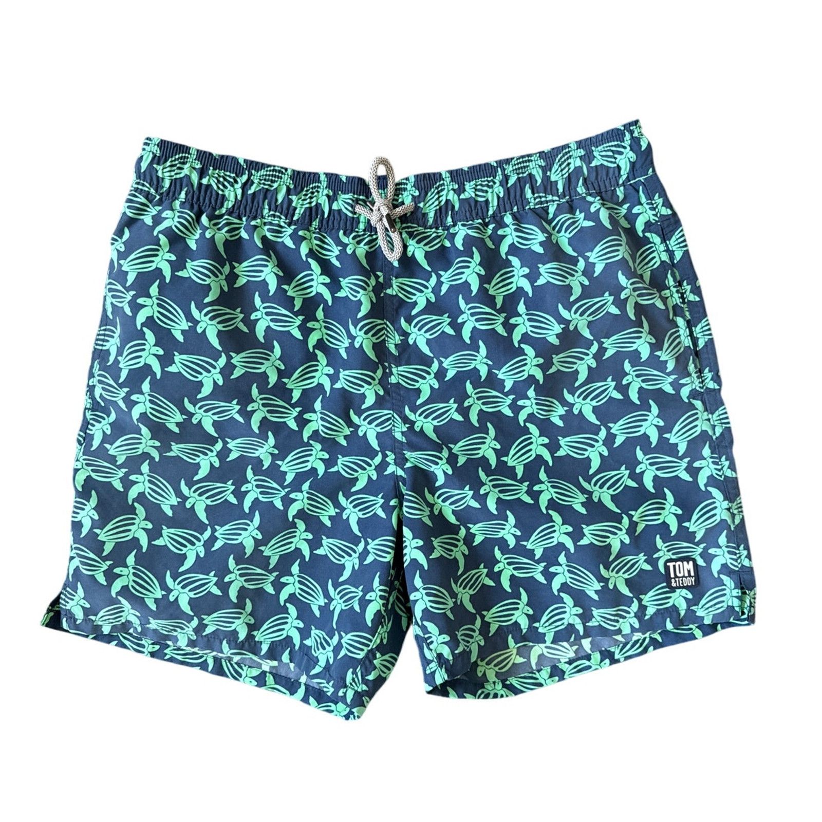 Other Tom & Teddy Mens Swim Trunks Blue with Green Turtles Size US 34 / EU 50 - 1 Thumbnail