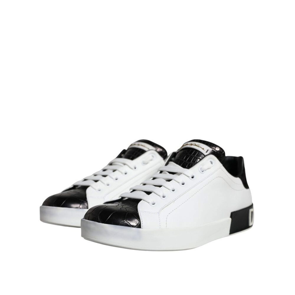 Dolce & Gabbana Dolce & Gabbana Black Leather Logo Portofino Sneaker Shoes Size US 7 / EU 40 - 3 Thumbnail