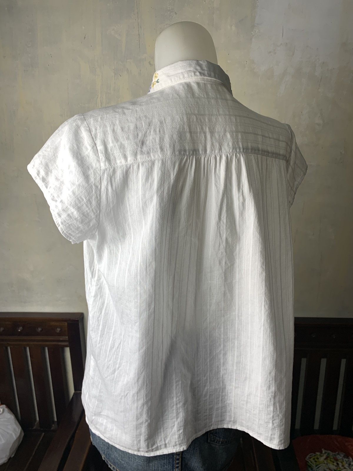 Japanese Brand 2000s ehka sopo Japan Flower Embroidered Collar Loosy Blouse Size M / US 6-8 / IT 42-44 - 3 Thumbnail