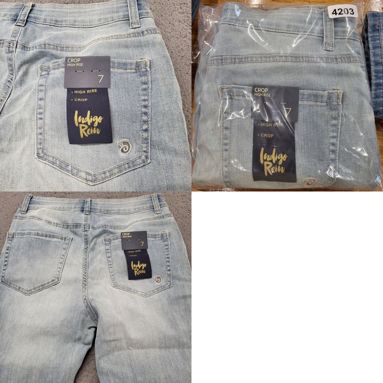 Vintage INDIGO REIN Jeans Women's 7/27 Distressed High Rise Crop Blue Wash Slim 5-Pocket 27x7 Denim Size 28" / US 6 / IT 42 - 10 Thumbnail