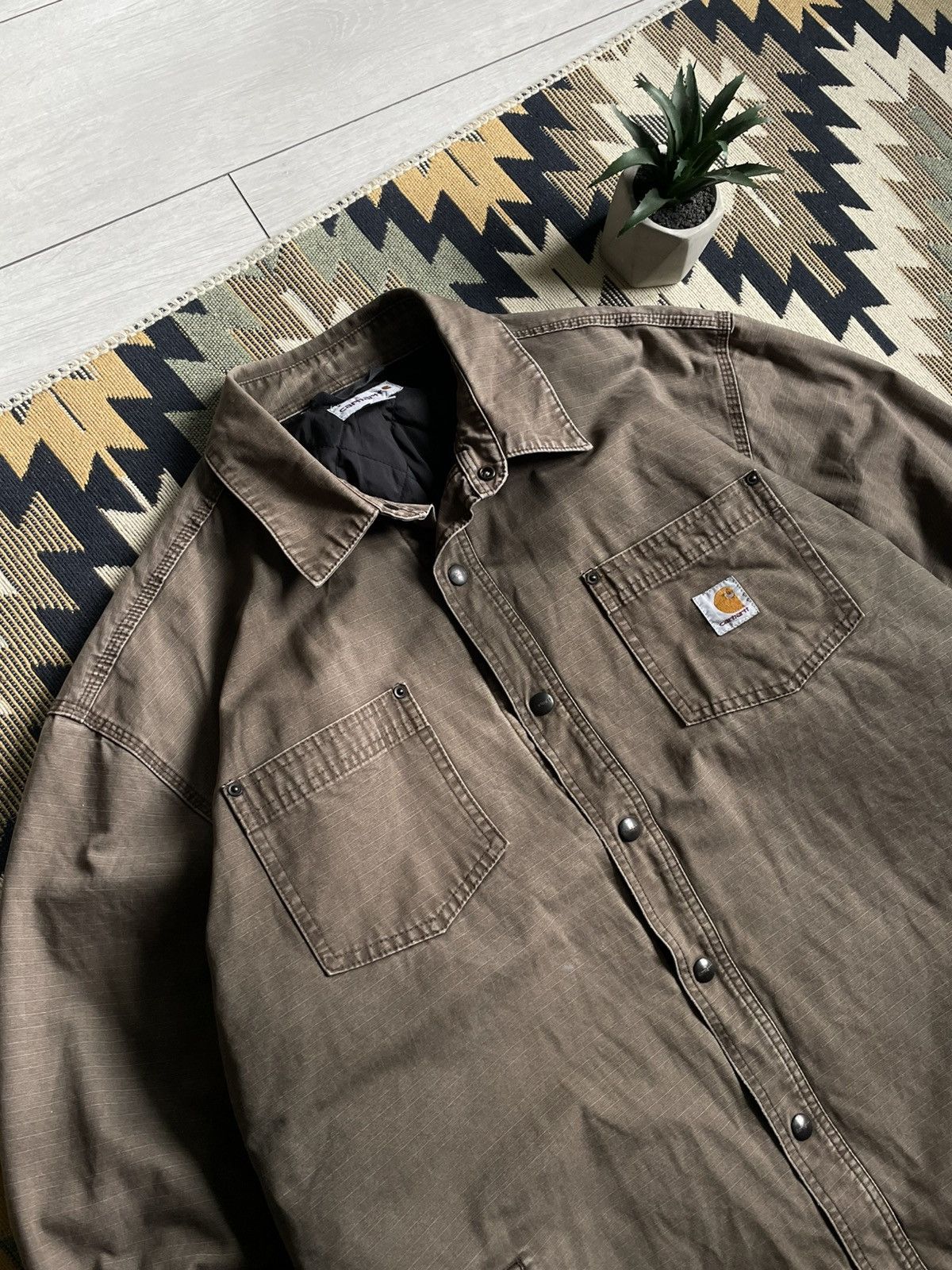 Carhartt Vintage Carhartt Detroit Style Brown Y2K Distressed Jacket Size US XL / EU 56 / 4 - 4 Thumbnail