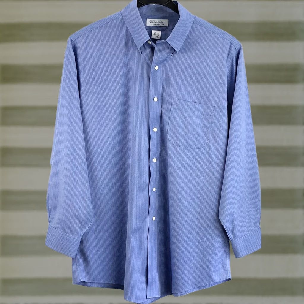 Brooks Brothers Brooks Brothers dress buttondown oxford shirt 16 1/2-33 blue Stripe Long Sleeve Men Regular XS? Size 46R - 1 Thumbnail