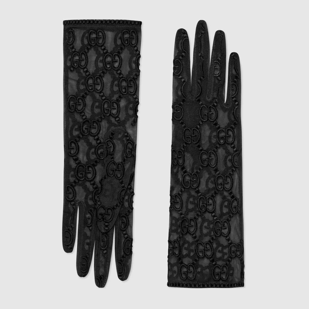Gucci NWT GUCCI GLOVES TULLE LACE GG BLACK Sz 8.5 / L Size ONE SIZE - 1 Thumbnail