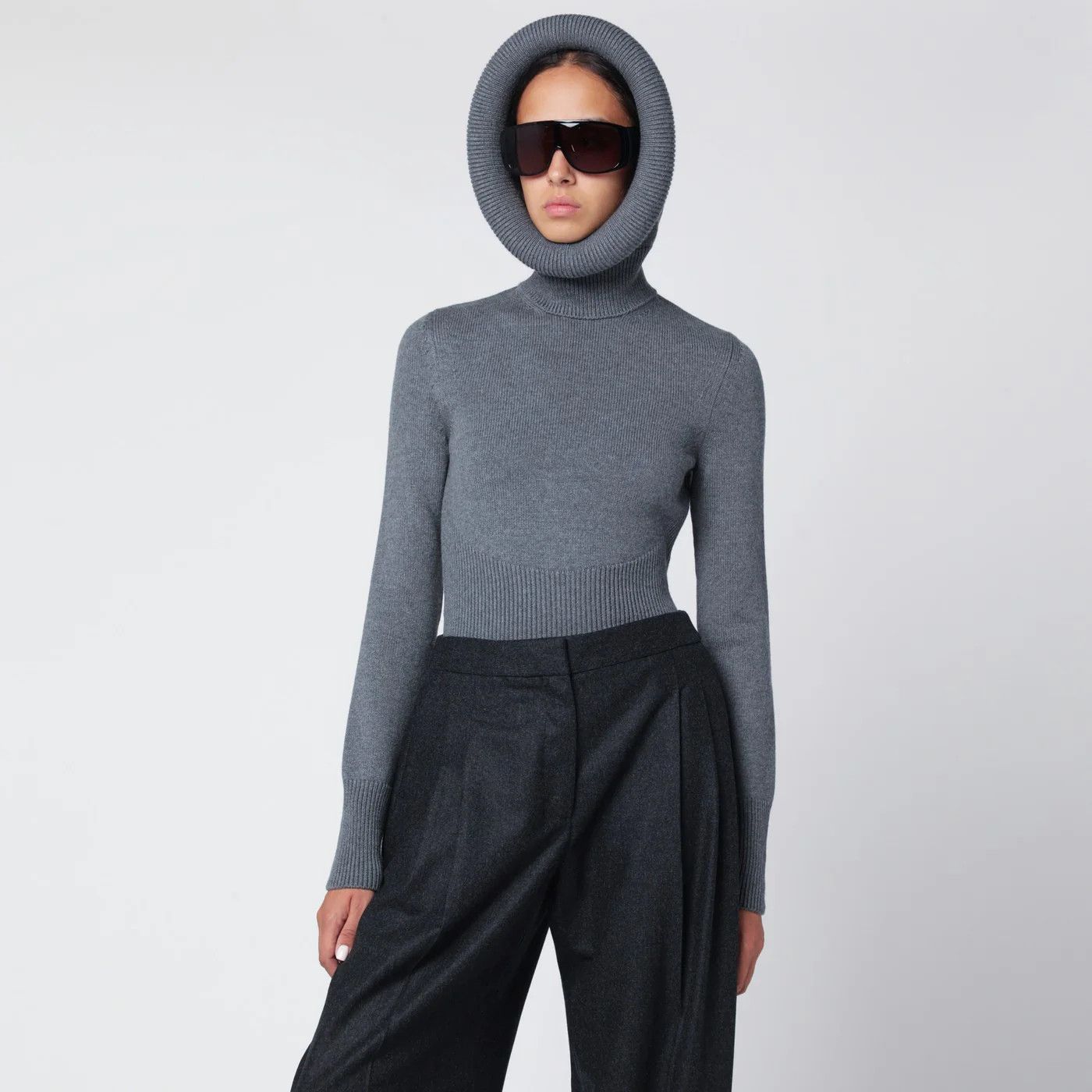 Alaia o1d2blof0426 Wool Hoodie in Gray Size S / US 4 / IT 40 - 1 Thumbnail