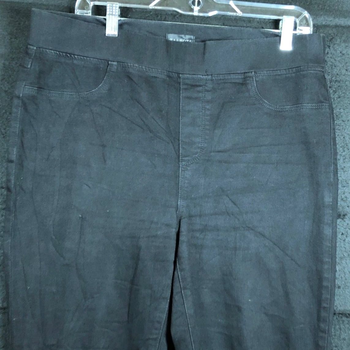 Talbots VINTAGE Talbots Womens Pants Black Pull On High Rise Skinny Cotton Blend Stretch 34Waist 29in Inseam Regular Rise Jegging Workwear Casual Size 24" / US 00 / IT 34 - 2 Thumbnail